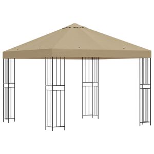 vidaXL Pavėsinė 3 x 3 m Smėlio Poliesteris ir plienas 190 gsm