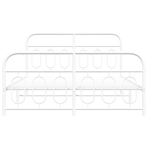 vidaXL Lovos rėmas su galvūgaliu/kojūgaliu, baltas, 150x200cm, metalas