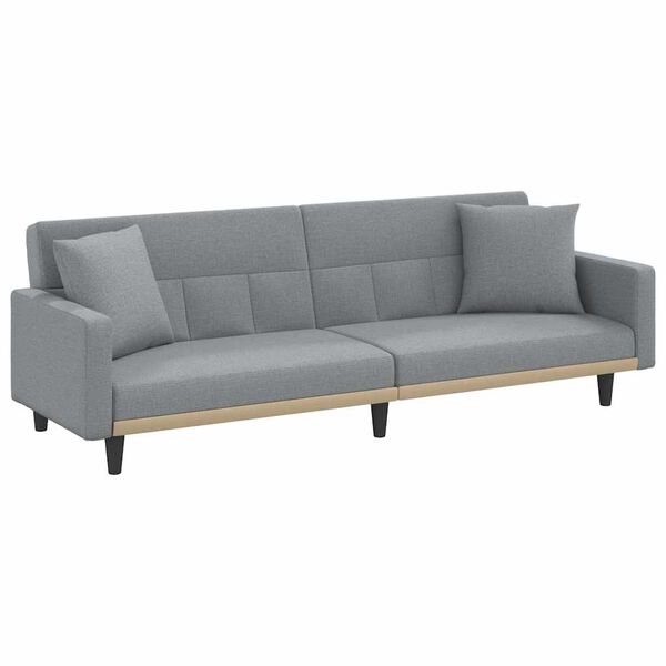 vidaXL Sofa-lova su pagalvėlėmis, &scaron;viesiai pilkos spalvos, audinys