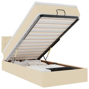 vidaXL Osmanų lovos rėmas su čiužiniu, kreminis, 90x190cm, audinys