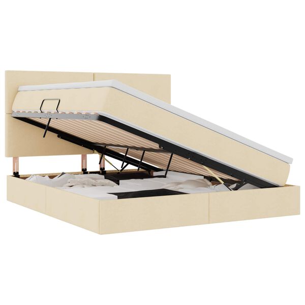vidaXL Lova su daiktų laikymo vieta ir LED su LED Kremas 180 x 200 cm