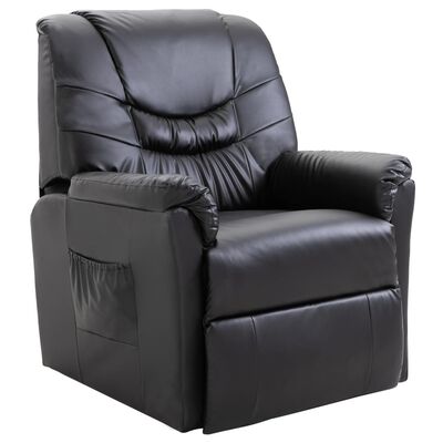 vidaXL Atlošiamas krėslas, juodos spalvos, dirbtinė oda
