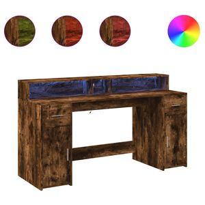 vidaXL Ra&scaron;omasis stalas su LED, dūminio ąžuolo, 160x55x91cm, mediena