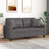 vidaXL Dvivietė sofa su pagalvėlėmis, pilka, 140cm, dirbtinė oda