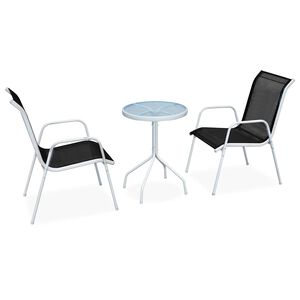 vidaXL Bistro baldų komplektas, 3d., juodas, plienas