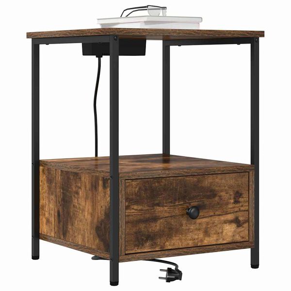 vidaXL &Scaron;alia lovos spintelė su stalčių Rūkyta ąžuolas 42 x 41 x 56 cm