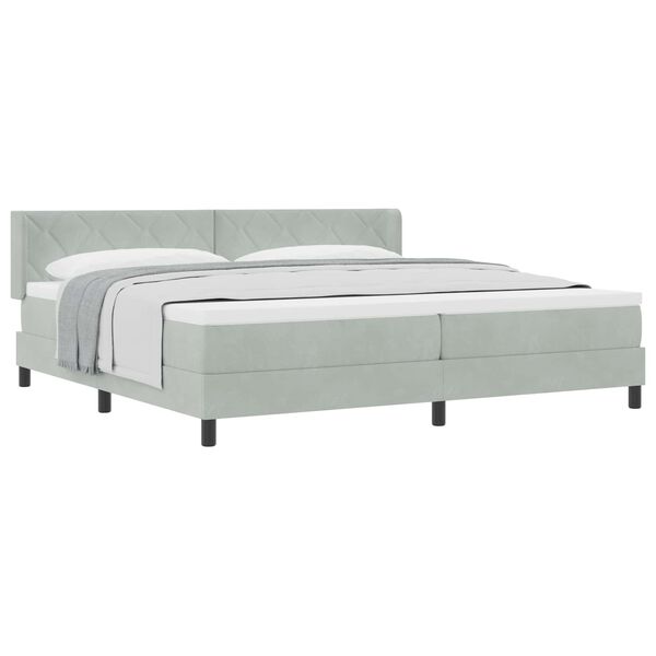 vidaXL Kiemas lova su čiužiniu &Scaron;viesiai pilka 200 x 200 cm Poliesteris