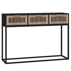 vidaXL Konsolinis staliukas, juodas, 105x30x75cm, mediena ir geležis