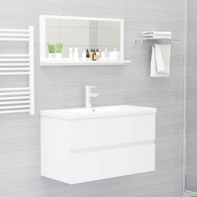 vidaXL Vonios kambario veidrodis, baltas, 80x10,5x37cm, MDP, blizgus