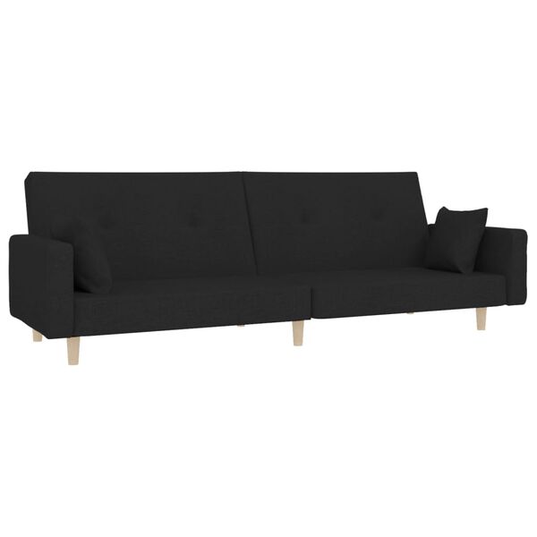 vidaXL Dvivietė sofa-lova su pakoja, juodos spalvos, audinys