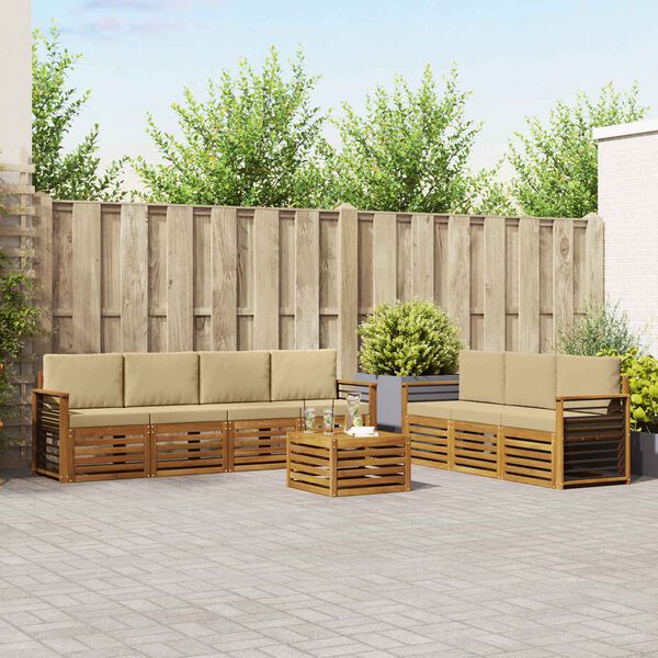 vidaXL Sofų komplektai su pagalve 8 pcs Natūralus ir bežinis