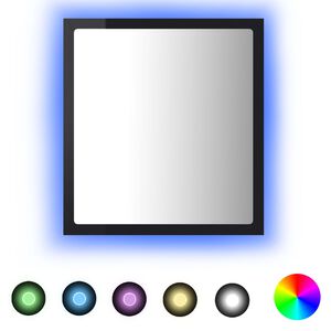 vidaXL Vonios LED veidrodis, juodas, 40x8,5x37cm, akrilas, blizgus