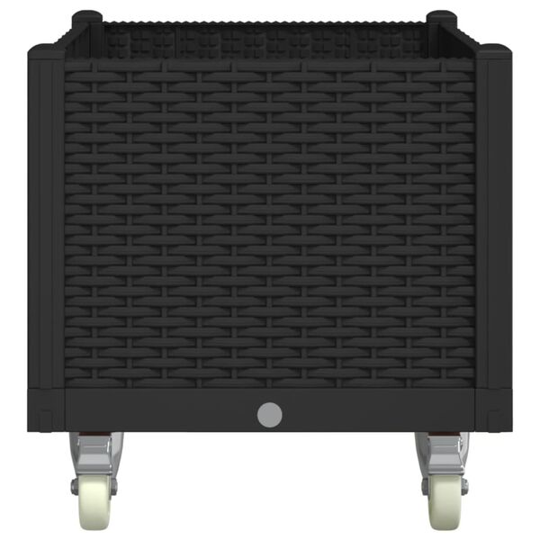 vidaXL Sodo lovelis su ratukais, juodos spalvos, 80x50x54cm, PP