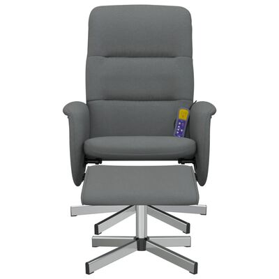 vidaXL Atlošiama masažinė kėdė su pakoja, tamsiai pilka, audinys