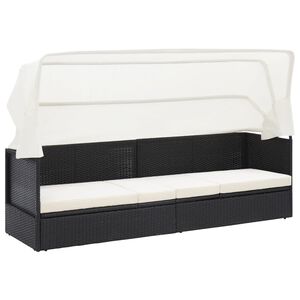 vidaXL Sodo sofa su skliautu, juodos spalvos, poliratanas