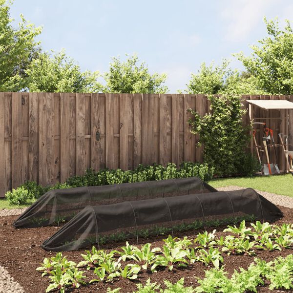 vidaXL Tinklelių tuneliai, juodi, plienas/polietilenas