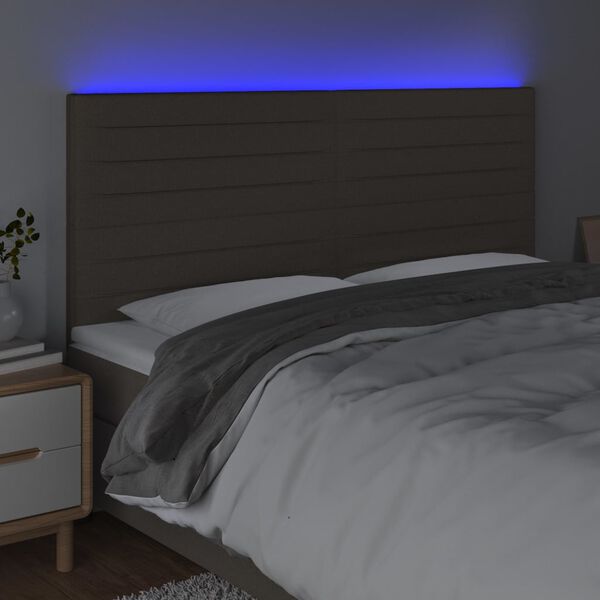 vidaXL Galvūgalis su LED, taupe spalvos, 200x5x118/128cm, audinys