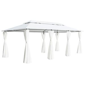 vidaXL Pavėsinė su užuolaidomis, balta, 600x298x270cm, 180g/m&sup2;