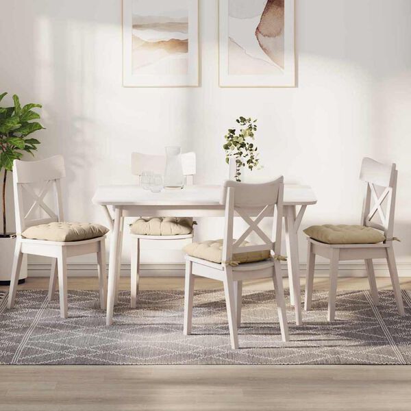 vidaXL Sėdynių pagalvėlės 4 pcs Kreminė 40 x 40 x 6 cm Mikropluo&scaron;tas