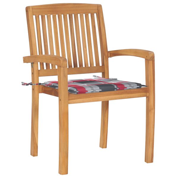 vidaXL Sudedamos sodo kėdės su pagalvėlėmis, 4vnt., tikmedžio masyvas