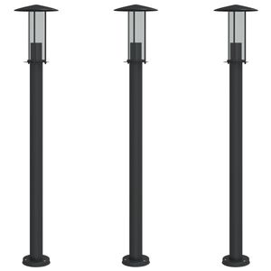 vidaXL Lauko &scaron;viestuvai, 3vnt., juodi, 100cm, nerūdijantis plienas