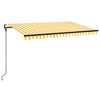 vidaXL Markizė su LED/vėjo jutikliu, geltona/balta, 450x300cm
