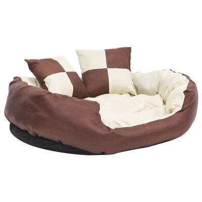 vidaXL Dvipusė skalbiama pagalvė šunims, ruda ir kreminė, 85x70x20cm