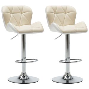 vidaXL Baro taburetės, 2vnt., kreminės spalvos, dirbtinė oda