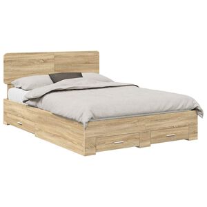 vidaXL Lovos rėmas Sonoma ąžuolas 150 x 200 cm Apdirbta mediena