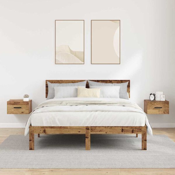 vidaXL &Scaron;alia lovos spintelė 2 pcs Senas medis 35 x 35 x 20 cm