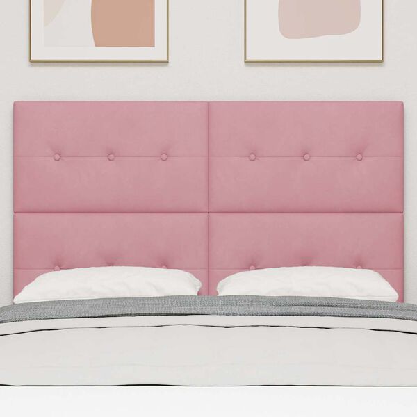 vidaXL Galvūgalis su galvūgalio Rožinė 144 cm Dirbtinė oda