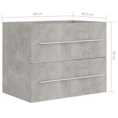 vidaXL Spintelė praustuvui, betono pilkos spalvos, 60x38,5x48cm, MDP