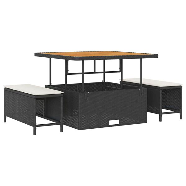 vidaXL Sodo Sofų Rinkinys su saugykla 9 pcs Juoda Poli ratanas