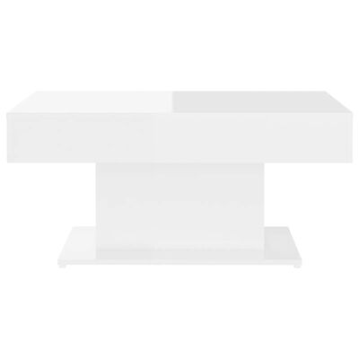 vidaXL Kavos staliukas, baltos spalvos, 96x50x45cm, MDP, blizgus