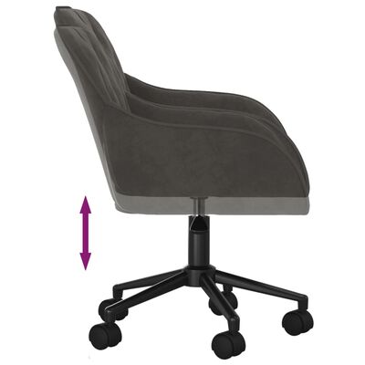 vidaXL Pasukama biuro kėdė, tamsiai pilkos spalvos, aksomas