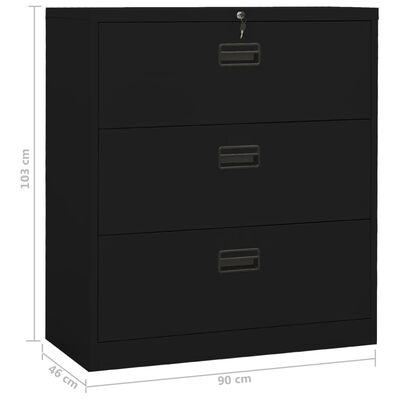 vidaXL Spintelė dokumentams, juodos spalvos, 90x46x103cm, plienas