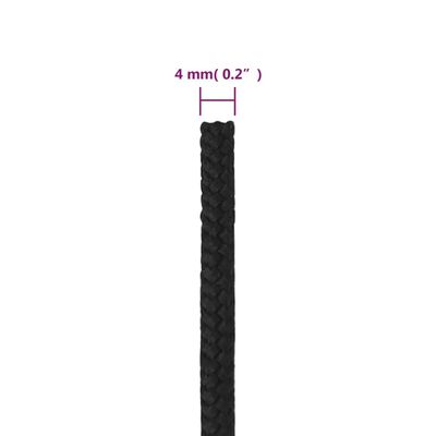vidaXL Valties virvė, visiškai juoda, 4mm, 25m, polipropilenas