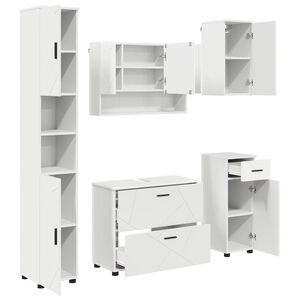 vidaXL Vonios baldų rinkinys 5 pcs Balta Inžinerinė mediena ir metalas