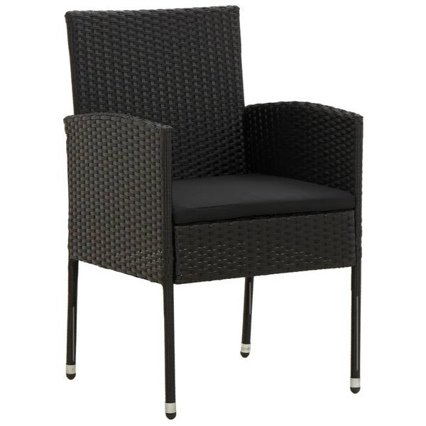 vidaXL Sodo valgomojo baldų komplektas, 9 dalių, juodas, poliratanas