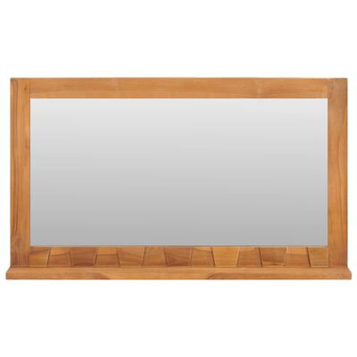 vidaXL Sieninis veidrodis su lentyna, 100x12x60cm, tikmedžio masyvas