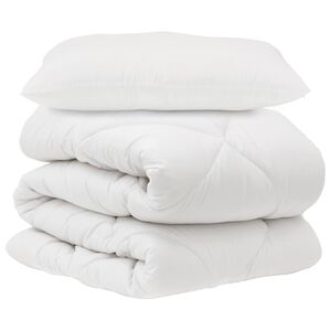 vidaXL Antklodžių rinkinys su pagalve 2 pcs Balta Mikropluo&scaron;tas
