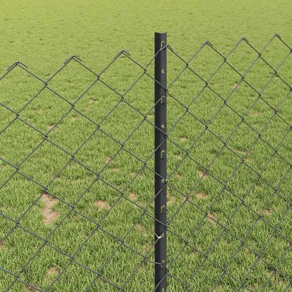 vidaXL Tvora su stulpais Pilka 1 x 10 m Plienas ir PVC