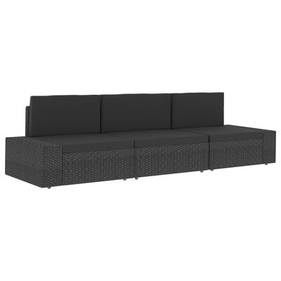 vidaXL Modulinė kampinė sofa, juodos spalvos, poliratanas
