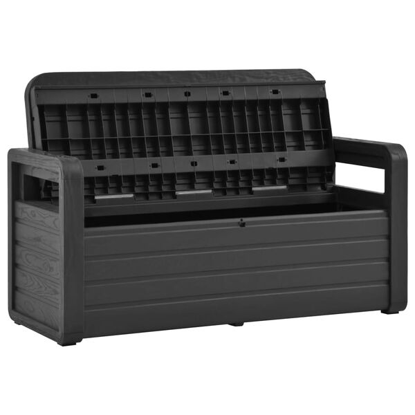 vidaXL Sodo suoliukas-daiktadėžė, antracito, 132,5cm, plastikas