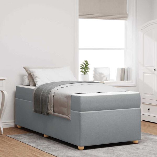 vidaXL Lovos rėmas su čiužiniu Šviesiai pilka 100 x 200 cm audinys