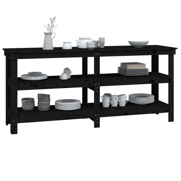 vidaXL Darbastalis, juodas, 181x50x80cm, pu&scaron;ies medienos masyvas