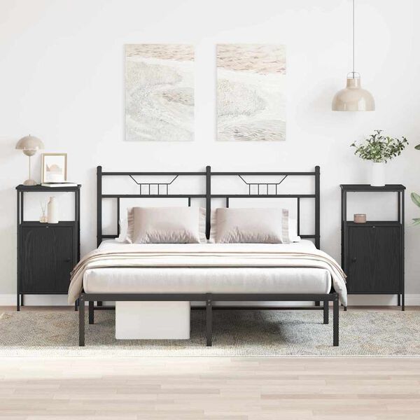 vidaXL &Scaron;alia lovos spintelė 2 pcs Juodas ąžuolas 41 x 31 x 80 cm