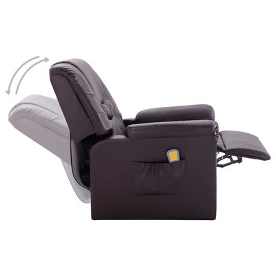 vidaXL Atlošiamas masažinis krėslas, rudas, dirbtinė oda