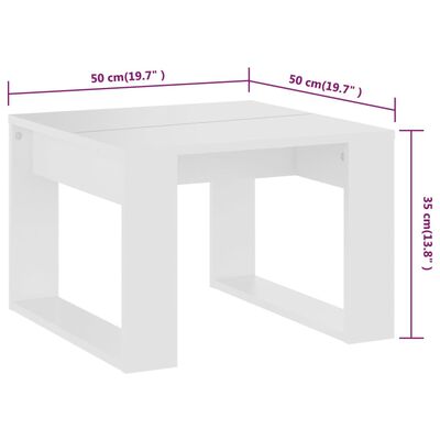 vidaXL Šoninis staliukas, baltos spalvos, 50x50x35cm, MDP
