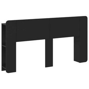 vidaXL Galvūgalio spintelė su saugykla Juoda Apdirbta mediena